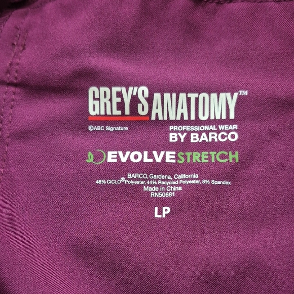 Grey's Anatomy Maroon Evolve Stretch Top - Picture 7 of 11
